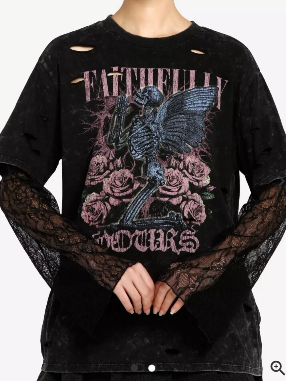 Thorn & Fable Faithfully Yours Black Distressed Gothic Witchy Graphic Grunge Tee